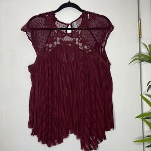 Free people Lacey cap sleeve flirty top